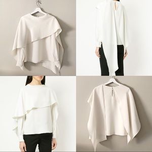 $1390 Oscar de la Renta Draped Scarf Blouse